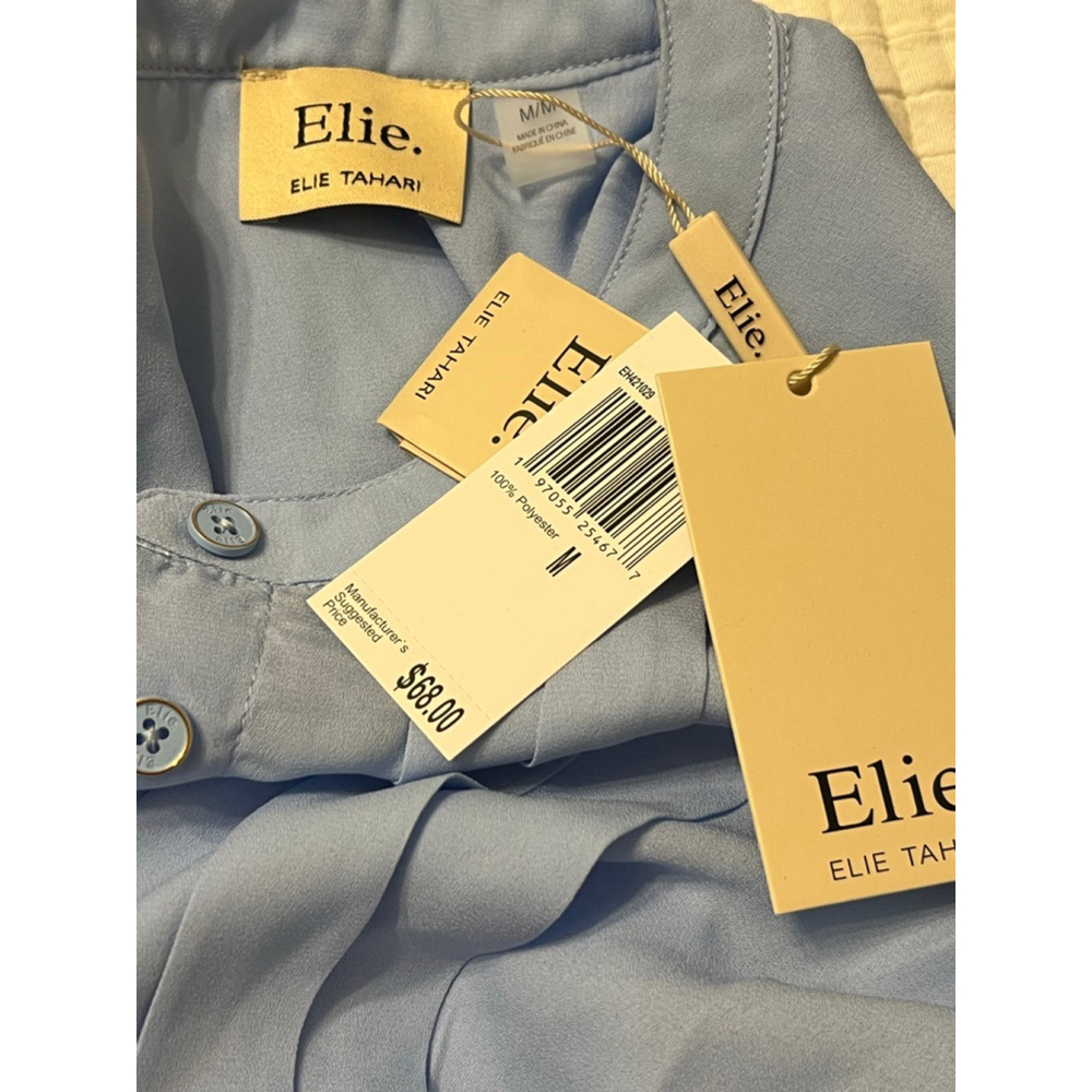 Elie Tahari Light Blue Pleated Blouse - Picture 7 of 7